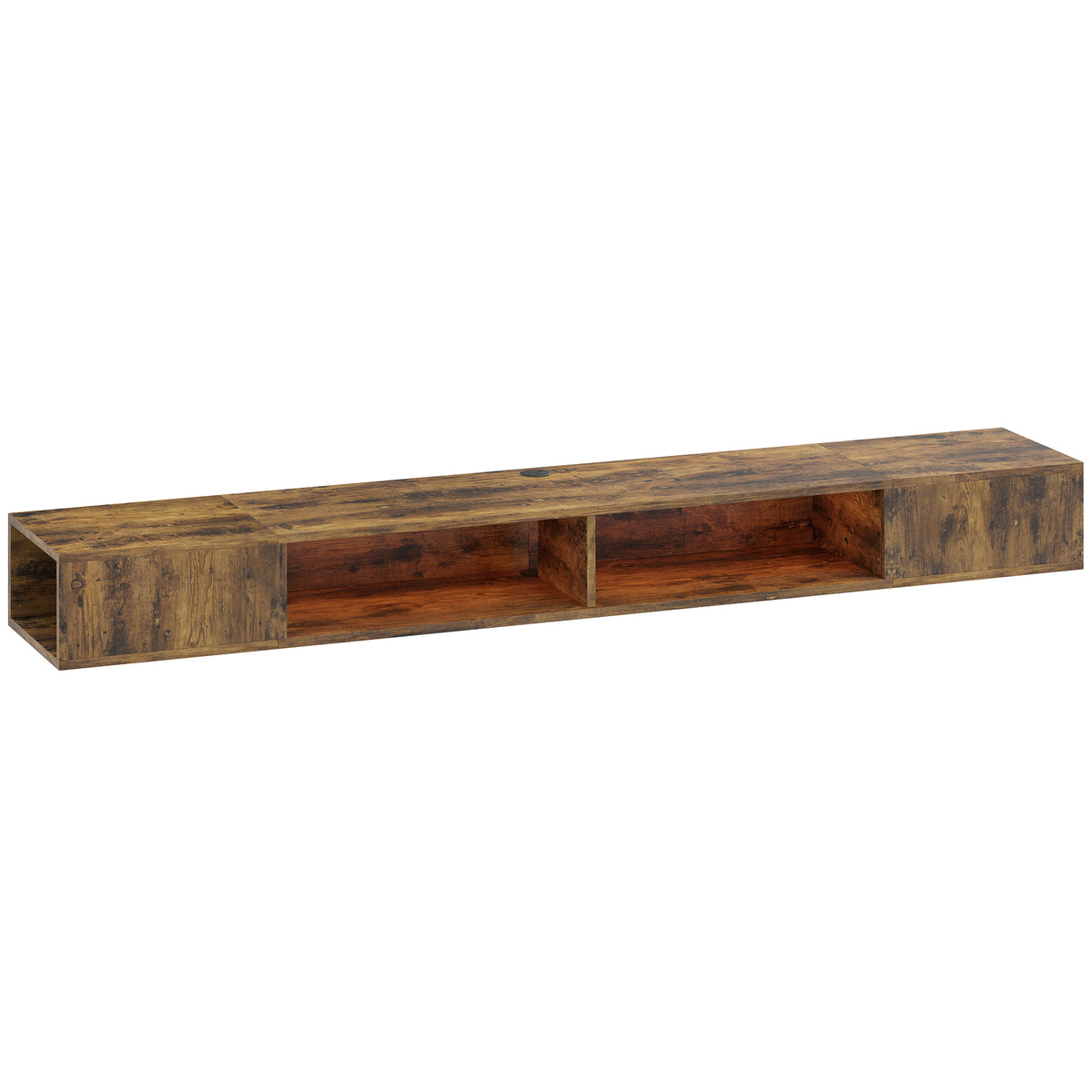 178 cm Wall-Mounted RGB LED TV Stand for TVs up to 75″ – Rustic Brown