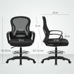 Vinsetto Drafting Chair with Adjustable Footrest, Ergonomic Mesh Office Chair with Lumbar Support, Adjustable Height – view 3