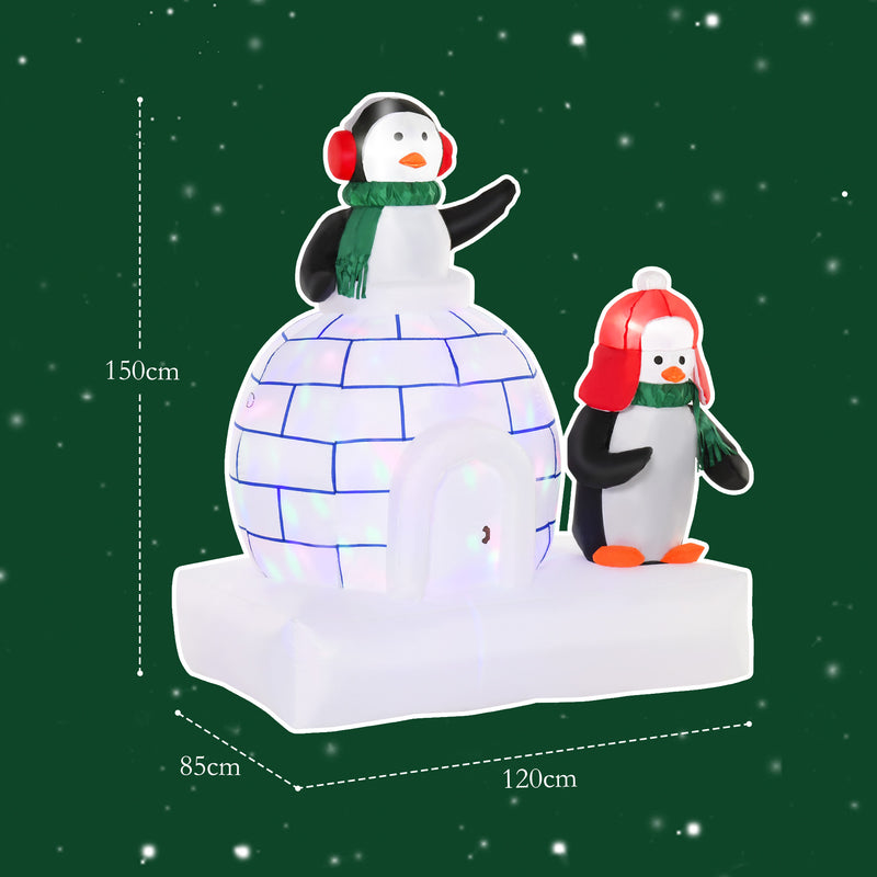 Size diagram of the 5ft penguins and igloo Christmas inflatable