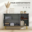 HOMCOM Modern Luxe High Gloss Sideboard, with Hairpin Legs, Grey – view 5