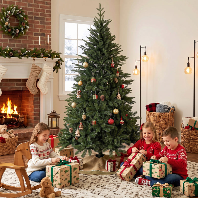 6ft Christmas tree with pine wood stand – image 9