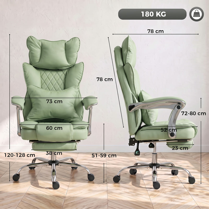 HOMCOM Executive Office Chair, PU Big and Tall Office Chair 180 kg with Wide Seat, Reclining, Lumbar Support, Light – view 3