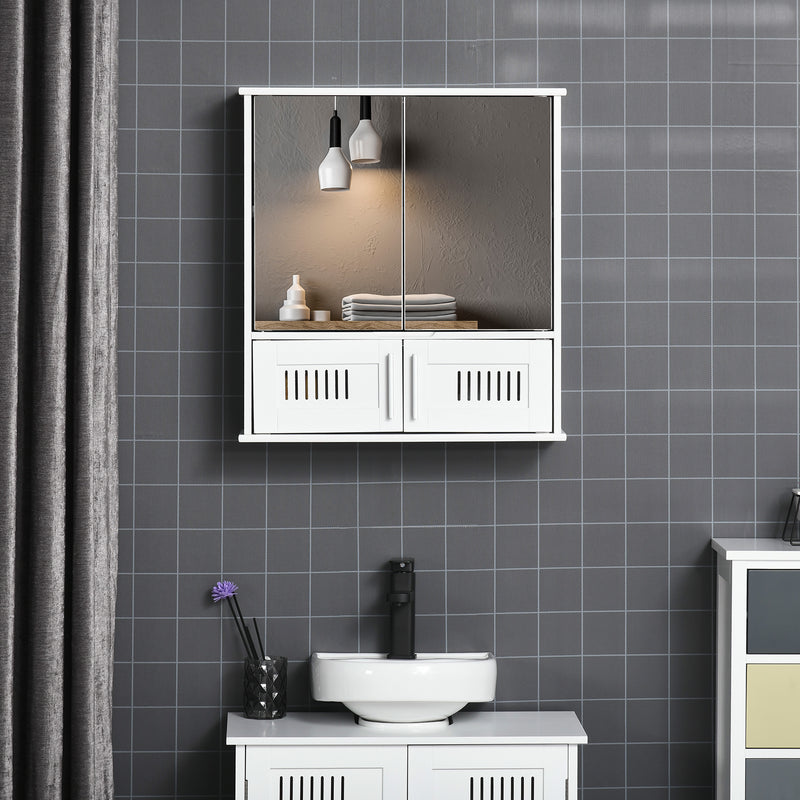 White mirror cabinet with vented base – image 2
