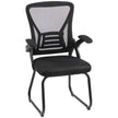HOMCOM Office Chair, Ergonomic Desk Chair No Wheels with Mesh Backrest and Steel Legs for Home Conference Room, Black