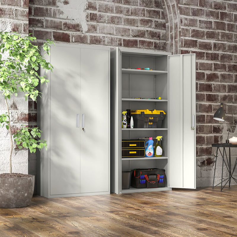 White lockable steel office cabinet – image 7