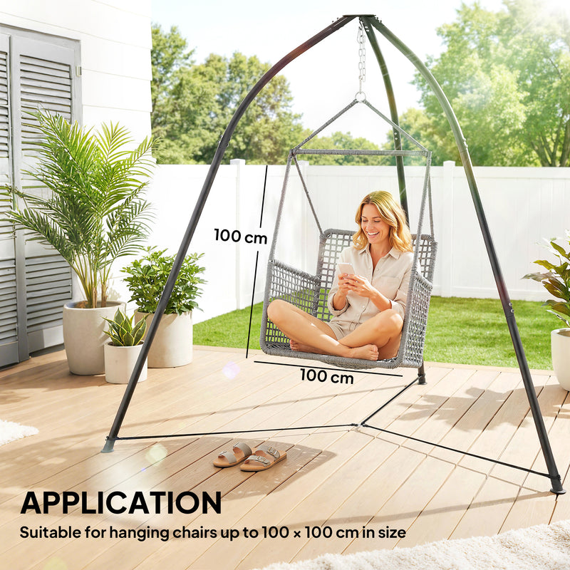 Outsunny Hammock Stand for Hanging Chair Adjustable Height Tripod Hammock Chair Stand Only with Chain, 150 kg Capacity – view 6