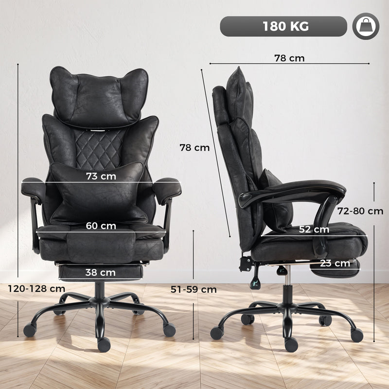 HOMCOM Executive Office Chair, Leathaire Big and Tall Office Chair 180 kg with Wide Seat, Reclining, Lumbar Support – view 3