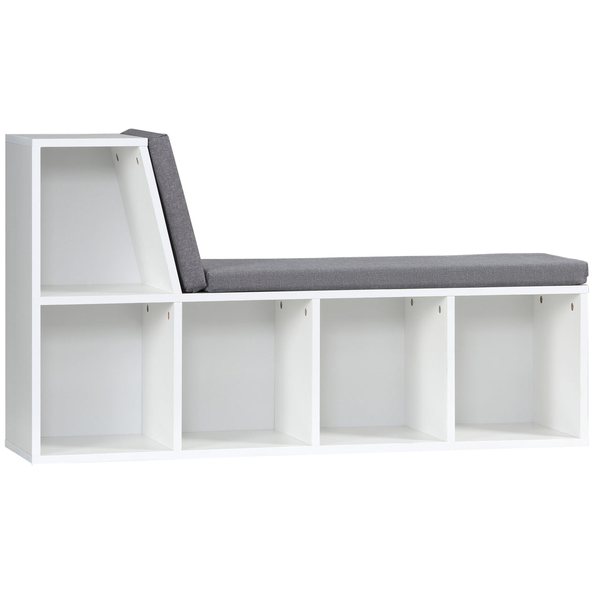 Bookcase Bench with Cushioned Reading Seat – White