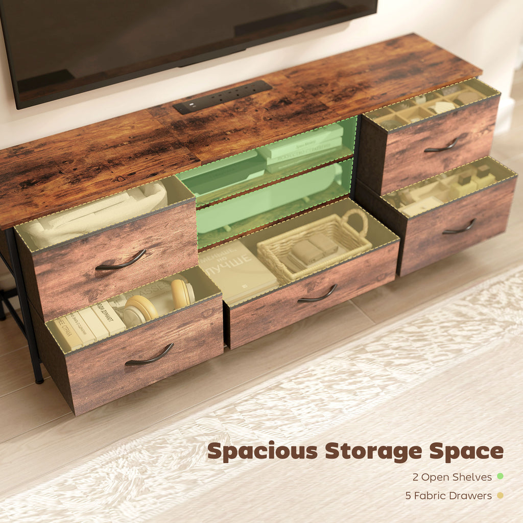 Multi-Storage Industrial TV Stand - Brown/Grey/Black
