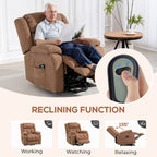 Power Lift Recliner Chair with Vibration Massage, Lift Chair for Elderly with Footrest, Remote, Side Pocket, Brown