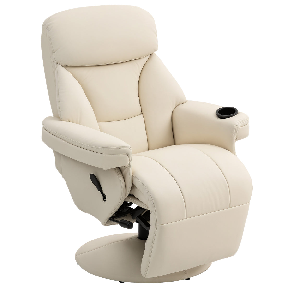 135° Swivel Recliner Chair with Footrest – Cream