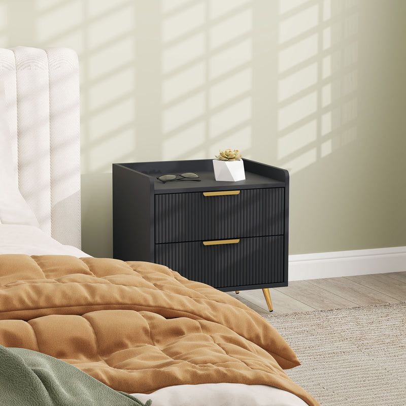 Black 2-drawer bedside table – image 8
