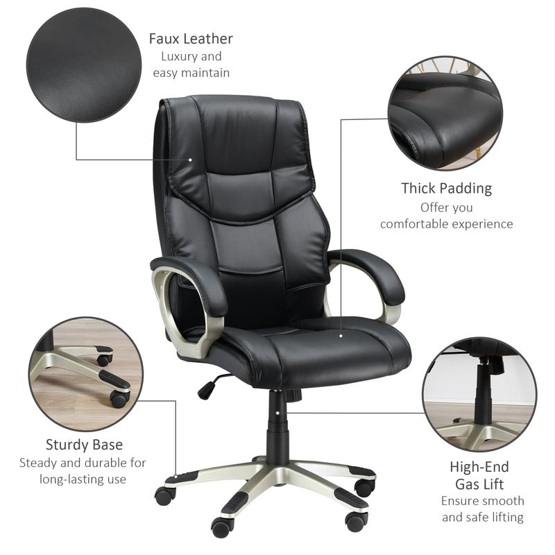 High-back faux leather office chair – image 7