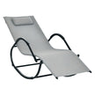 Grey zero gravity rocking lounger with rattan-effect seat and head pillow