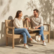 Outsunny Wooden Garden Bench with Liftable Table & Shelf, 2-3-Seater Outdoor Loveseat with Fir Wood Frame, Teak – view 8