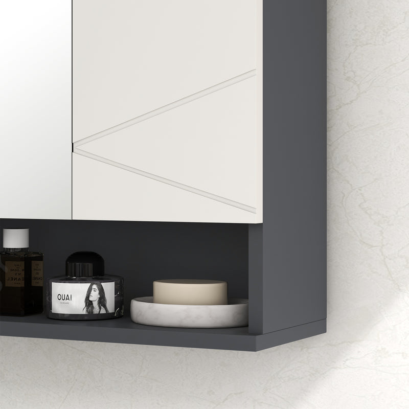 Grey bathroom mirror cabinet – image 8