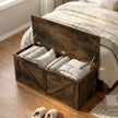 HOMCOM 127L Home Storage Box, with Safety Hinges - Rustic Brown Wood-Effect – view 9