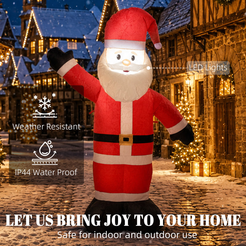 Illuminated 5ft velvet-look Santa Christmas inflatable at night