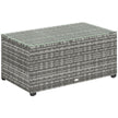 Light grey rectangular rattan coffee table with tempered glass top, 90 x 50 cm