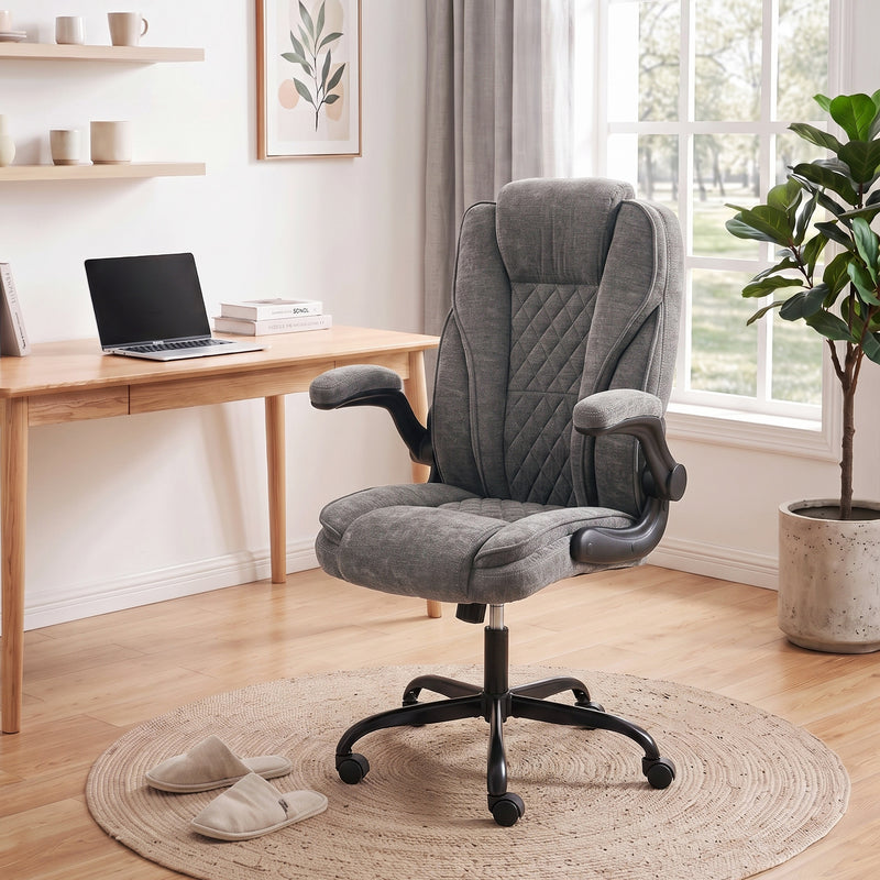 HOMCOM Office Chair, Ergonomic Desk Chair with Flip-up Armrest, Pocket Springs, Swivel Wheels, Adjustable Height, Dark – view 9