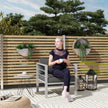 Outsunny Garden Sofa, All-Weather Garden Single Sofa with Removable Cushions, Metal Frame Outdoor Furniture for – view 2