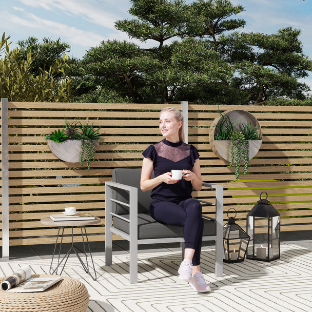 Outsunny Garden Sofa, All-Weather Garden Single Sofa with Removable Cushions, Metal Frame Outdoor Furniture for – view 2