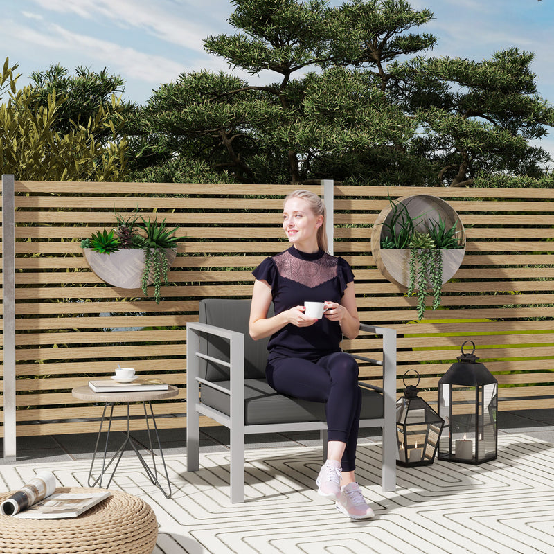 Outsunny Garden Sofa, All-Weather Garden Single Sofa with Removable Cushions, Metal Frame Outdoor Furniture for – view 2