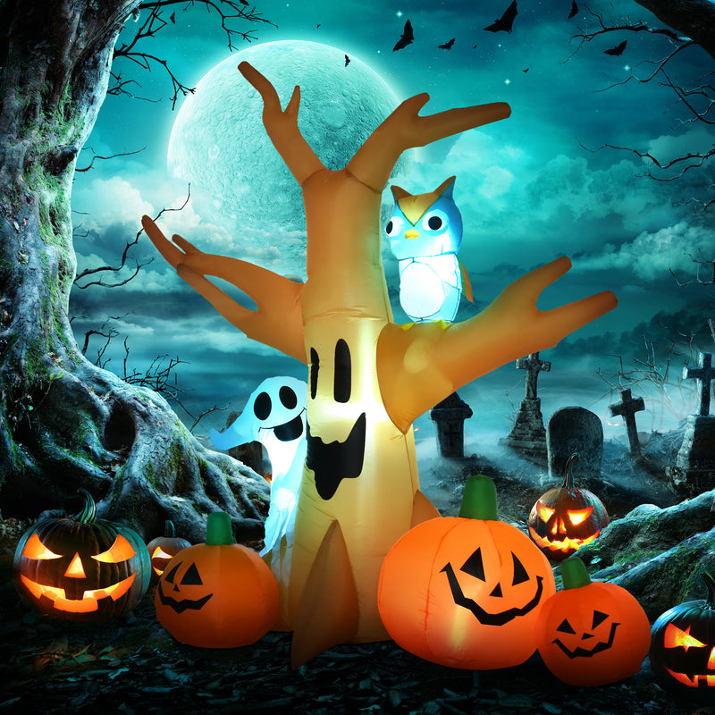 240cm Inflatable Halloween Tree with Ghost, Pumpkins & Owl – image 2 of 9