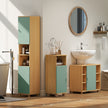 Tall bathroom cabinet in green & natural – image 8