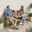 Outsunny Wooden Garden Bench with Liftable Table & Shelf, 2-3-Seater Outdoor Loveseat with Fir Wood Frame, Teak – view 2