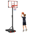 Red and black kids' adjustable basketball hoop and stand with wheels