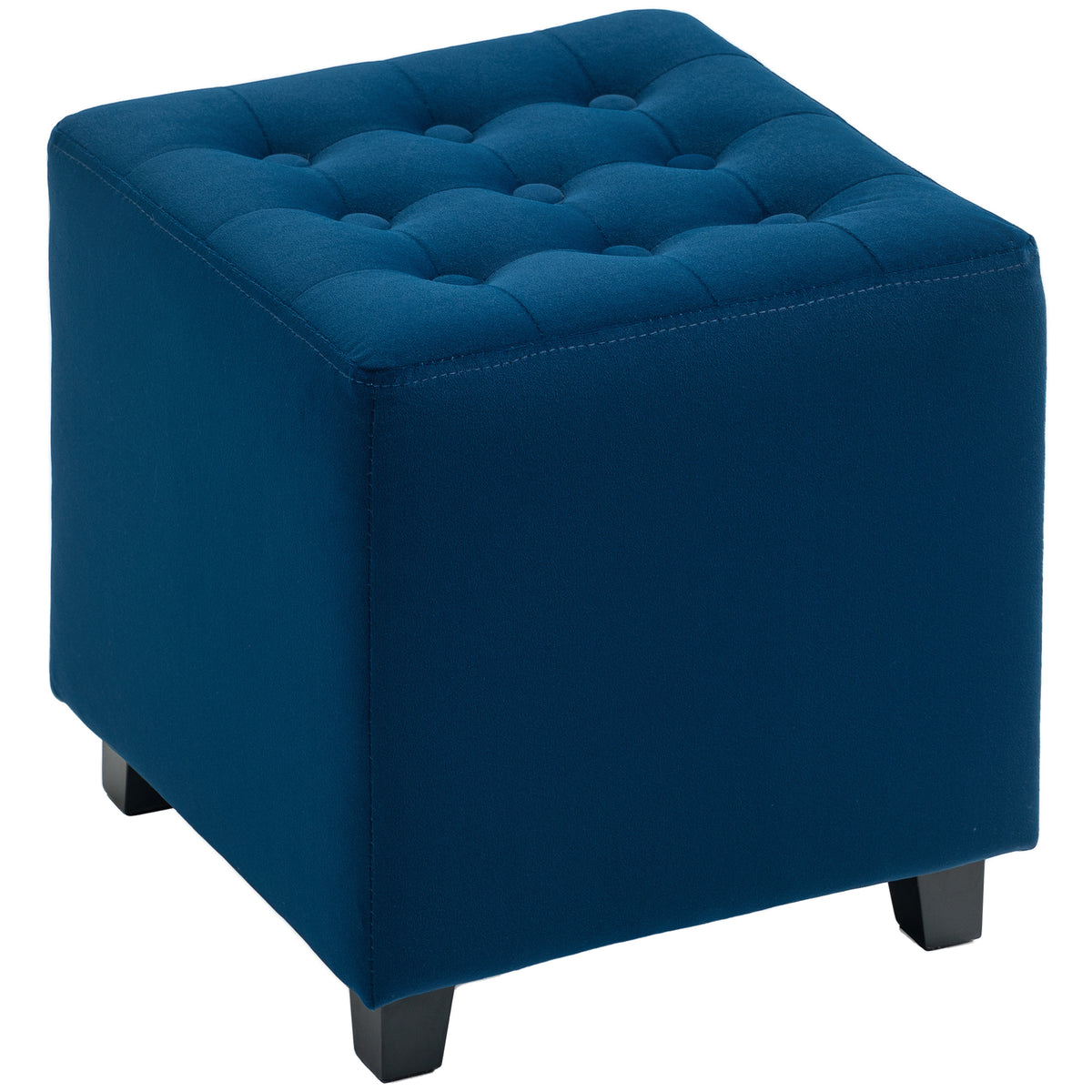 35 cm Tufted Velvet Square Ottoman – Blue