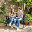 Outsunny 2 Seater Wooden Garden Bench, Slatted Patio Bench with Armrest and Backrest, Black – view 9