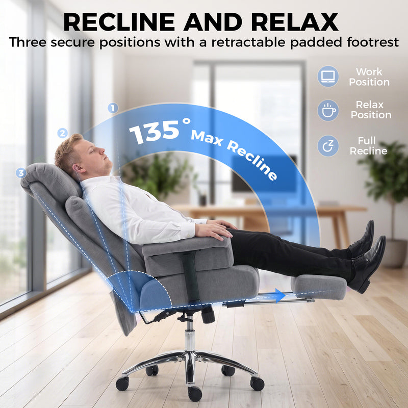 HOMCOM Big and Tall Office Chair, 250 kg Heavy Duty Executive Desk Chair with Adjustable Armrests and High Back, Dark – view 6