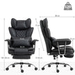 HOMCOM Leathaire Reclining Office Chair with Lumbar Support Pillow - Black – view 3