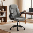 HOMCOM Linen-Look Computer Desk Chair, Executive Office Chair with Flip-Up Armrests and Thick Cushion, Grey – view 2