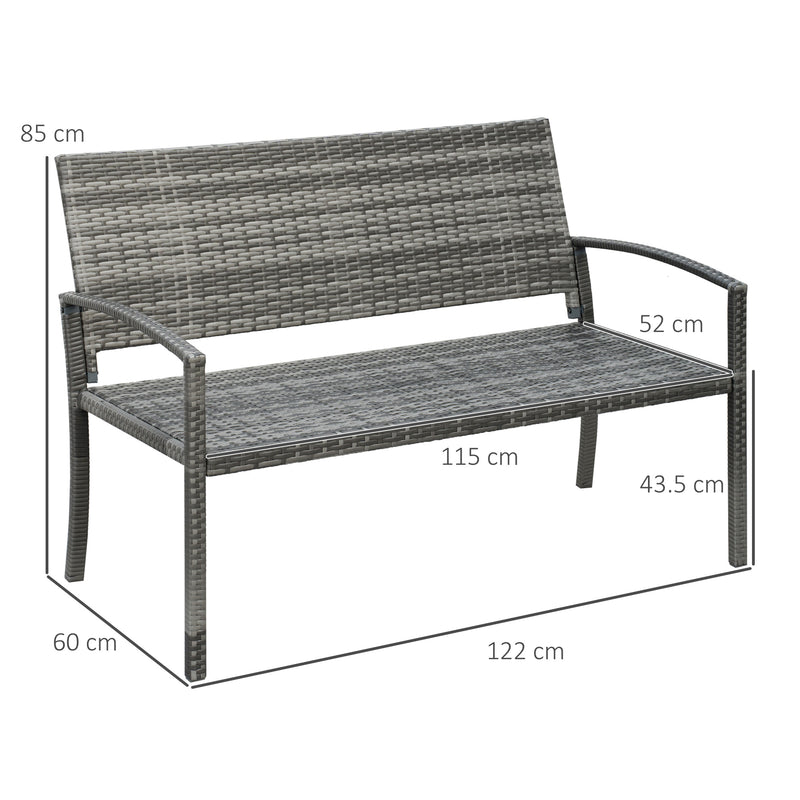 Grey rattan garden bench – image 3