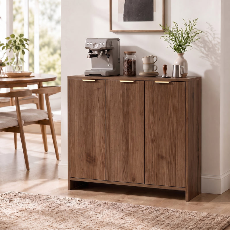 HOMCOM Sideboard Cabinet, Modern Storage Cabinet with 3 Doors and Adjustable Shelves for Living Room, Dining Room, Brown – view 8