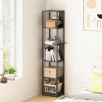 5-Tier Bookshelf with Steel Frame - Grey