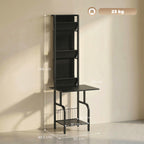 Vinyl Record Player Stand Record Storage with Player Stand Oxford Fabric Pockets Bottom Shelf, Black