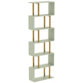 S-Shaped Bookshelf, 6-Tier Bookcase, Freestanding Storage Shelves with Anti-Tip Strap, Light Green