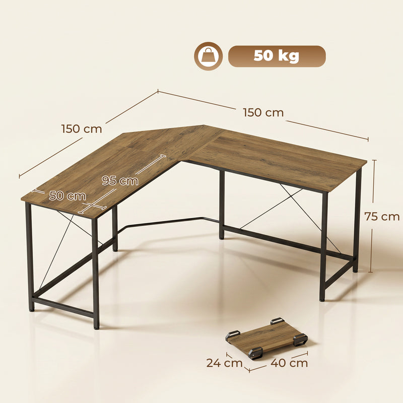 HOMCOM Corner L-Shape Computer Desk PC Workstation Writing Gaming Table Home Office – view 3