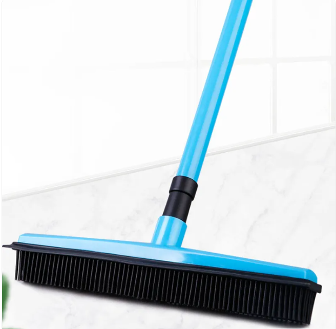 Rubber Pet Hair Broom — Adjustable Telescopic Handle