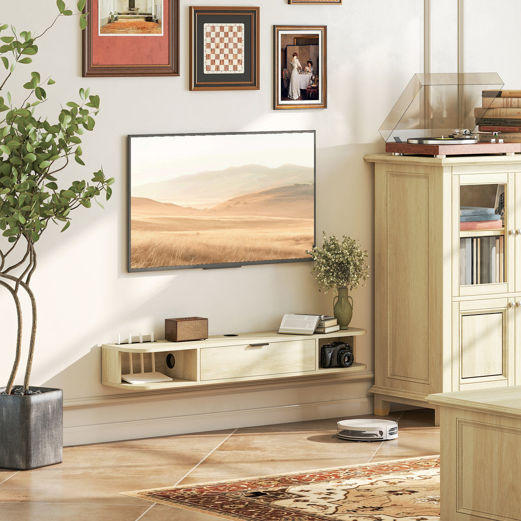 120 cm Floating TV Unit for TVs up to 50 Inch - Natural