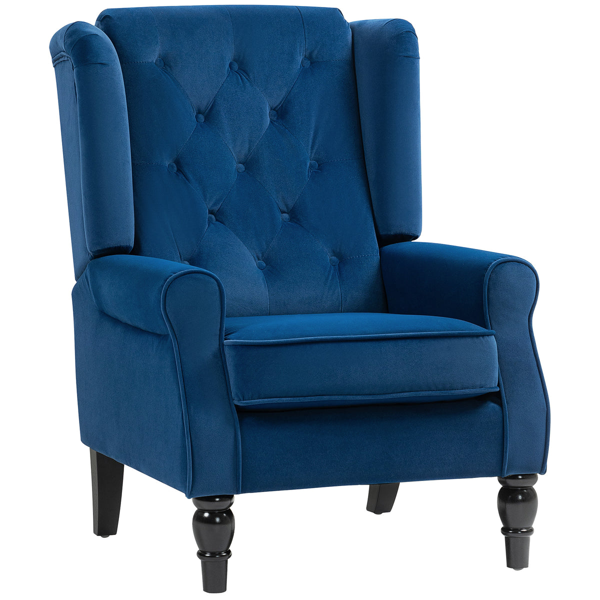 Velvet Tufted Wingback Accent Chair – Blue