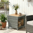 Outsunny Side Table 2-Tier Outdoor Coffee Table with Storage Shelf PS Wood Slat Top/Light Grey – view 9