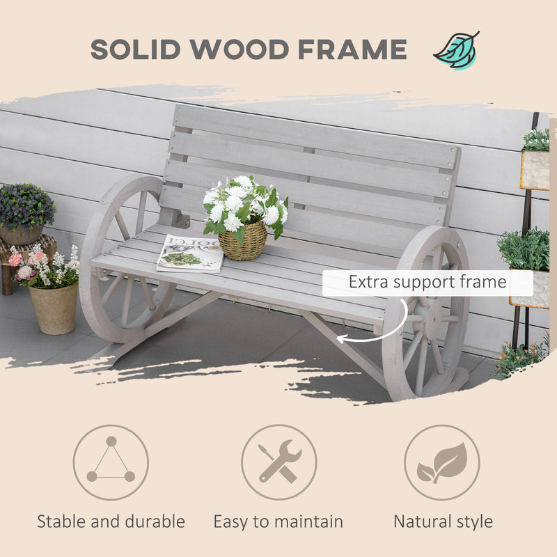 Grey wagon wheel arm bench – image 4