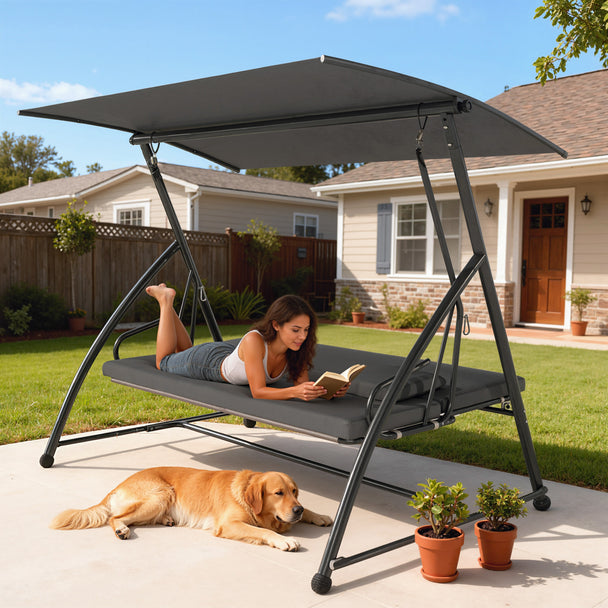 Dark grey 2-in-1 swing bed – image 2