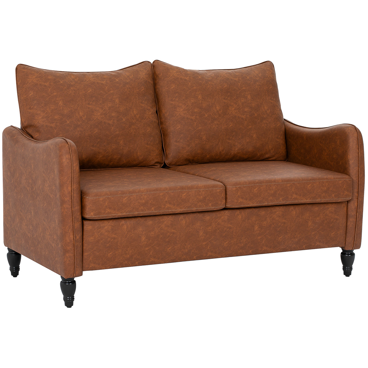 135 cm Faux Leather 2-Seater Sofa – Brown