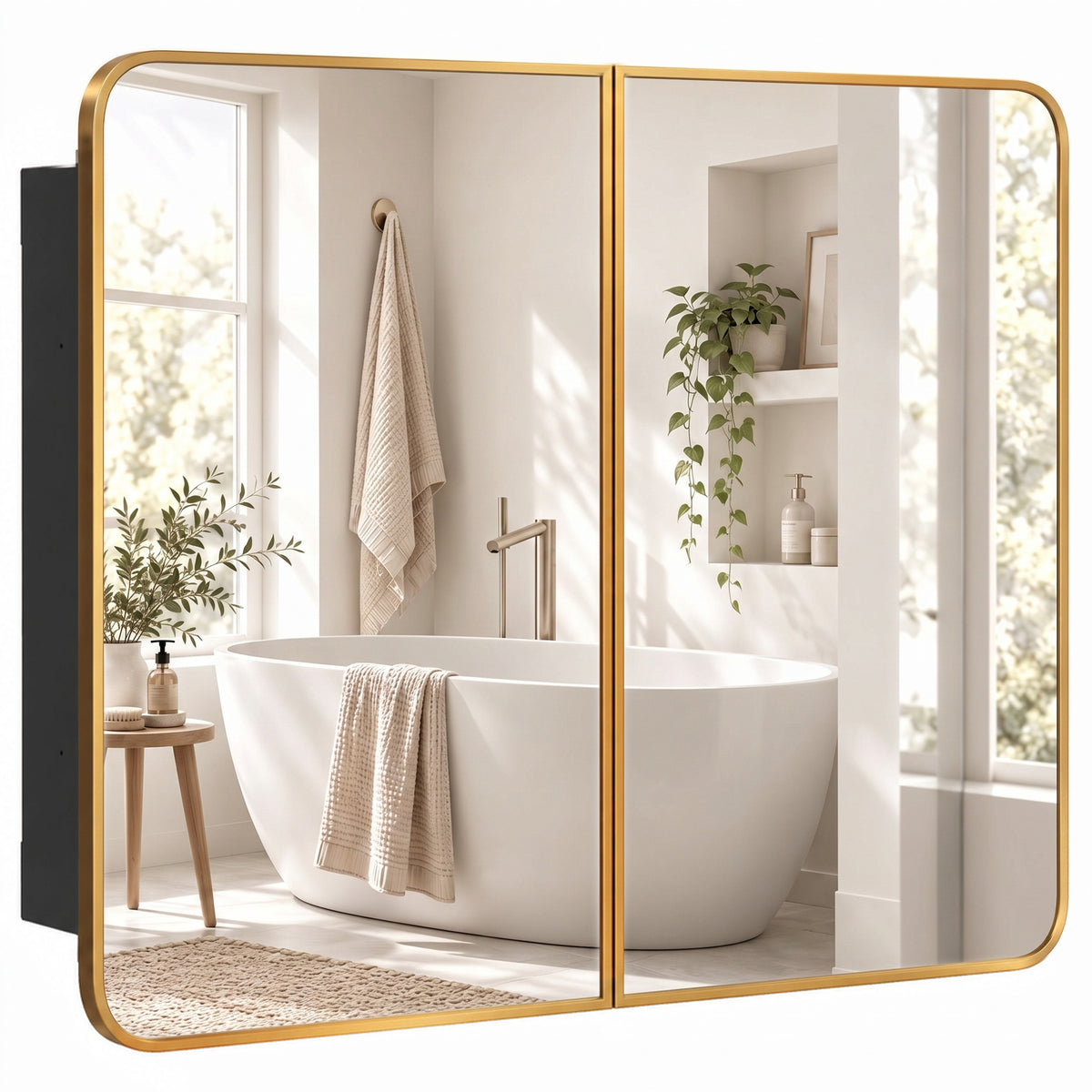 HOMCOM 76.2 x 11.6 x 61 cm Bathroom Mirror Cabinet, Wall Cabinet with Adjustable Shelves, Wall-Mounted or Recessed